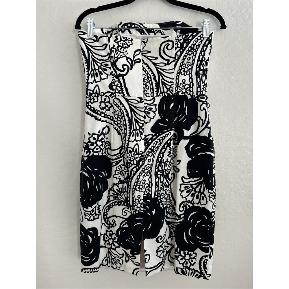 White House Black Market White Black Floral Strapless Sheath Cocktail Dress 6 - Picture 4 of 7